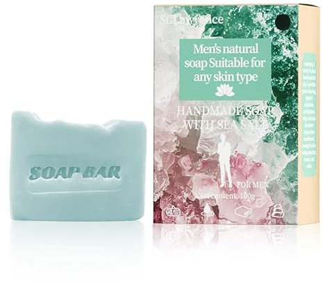 APPTI Natürliche Männer Seife - Palmölfrei, Vegan & Sensitive Haut,Feste Duschseife für Körper/Gesicht/Haare, Organisch mit Meersalz (100g)