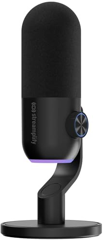 Streamplify MIC MINI USB-C Microphone – Cardioid Mic with Noise Reduction, Headphone Monitoring, Touch-to-Mute, Smart Gain Control, RGB Lighting – PC/Mac/Chrome OS Compatible