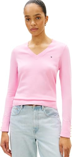 Tommy Hilfiger Damen Pullover Jersey Stitch V-Neck Strickpullover