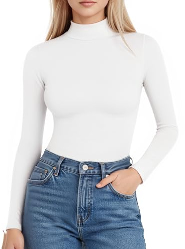 ALGALAROUND Damen Langarmshirt Rollkragen Longsleeve Thermoshirt Stehkragen Langarm T-Shirt Basic Thermo Oberteil Longshirt Top Long Sleeve Shirts for Ladies 2025 Winter Outfit