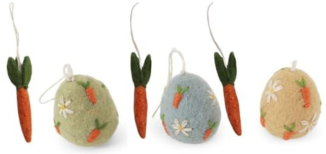 Handgemacht & Fairtrade-Zertifiziert | Gry & Sif | Stilvolles dänisches Design x Nepali Kunsthandwerker | Osterei mit Karotten – Set mit 3 Stück & Karotten – Set mit 5 Stück | Oster-deko