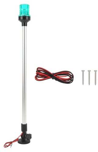 Klanata 22-Zoll-LED-Boots-Hecklicht zum Herunterklappen – 360-Grad-Rundum-Navigations-Ankerlampe mit Sockel und Stange aus Aluminiumlegierung für Fischerboote, Yachten, Schiffe und (Grün)