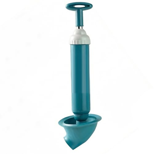 High Pressure Toilet Plunger with 5X Suction Power, Heavy Duty Toilet Unclogger with Vacuum Seal Design, Extra Long Stainless Steel Handle for Bathroom, Sink, Shower Drain Clog Removal, Dark Blue