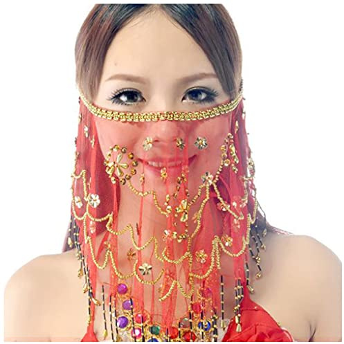 Wuchieal Women's Belly Dance Tribal Face Veil With Halloween Costume Accessory