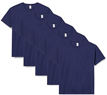 Fruit of the Loom Original T T-Shirt, Bleu (Navy 32), L (Lot de 5) Homme