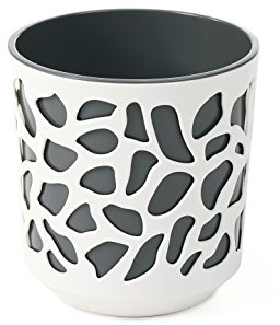 Lamela Blumentopf Duet Durchmesser cm, Höhe cm | Colour | Übertopf | Pflanzgefäß Flower | Pflanztopf für Haus und Garten (Ø 19,5 cm, Ecru + Anthrazit)