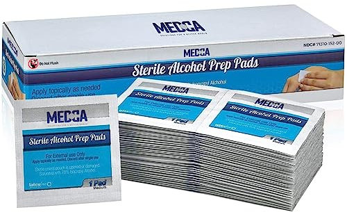 MEDca Alcohol Prep Pads, Sterile, Medium, 2-Ply Pack of 500