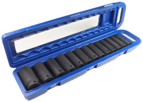 Craft-Equip 13 tlg. 1/2 Sechskant Steckschlüsselsatz Zoll Lang Nuss Schlagschrauber Nüsse