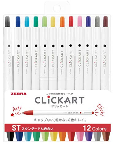 Zebra Clickart WYSS22-12CST Stift auf Wasserbasis, Standard-Set, 12 Farben