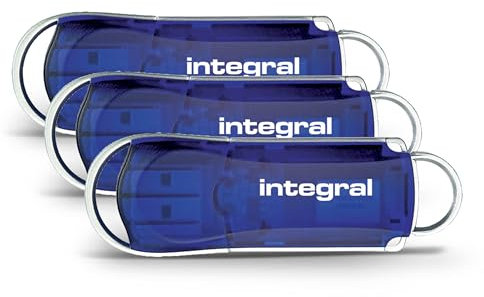 Integral 64GB 3-pack USB 2.0 Flash Drive Courier Blue