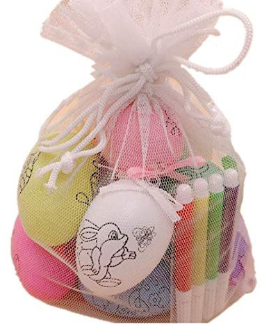 Bkrdty Ostereier 10 stücke Ostereier Kunststoff Mehrfarbig mit Unterschiedlichem Muster und 4 Aquarellstift in Aufbewahrungstasche für DIY Bäume Dekoration Ostern Jagdspiel