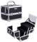 Joligrace Vanity Case Makeup Organiser Box Beauty Case Nail Polish Organiser Box Make Up Case with Mirror, 2 Trays, Lockable, Size: 19.5 x 15 x 16cm (Black)