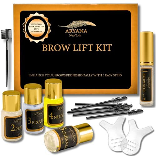 ARYANA New York Kit de plastification des sourcils pour la maison, vague permanente pour vos sourcils, levage professionnel instantané pour des sourcils plus pleins, pinceau à sourcils et micro