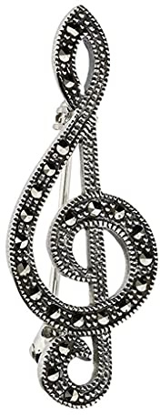 Brosche Violinschlüssel Sterling-Silber Markasit Kristall