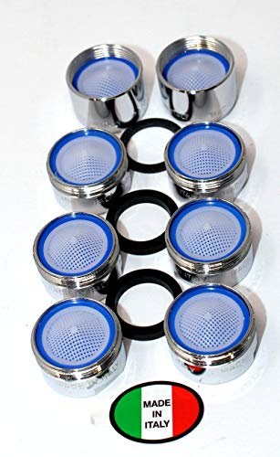Aeratore filtro rompigetto per rubinetto, kit composto da 6 pezzi maschi e 2 pezzi femmina Made in Italy