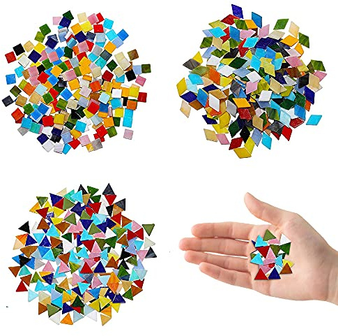 GIRAFEDA 600 Stück bunte Mosaikfliesen aus Glas, Mosaik, Bodenfliesen, Mosaik, Badezimmer, Glasfliesen, Wandfliesen, Mosaik, klein, für Hausdekoration, DIY