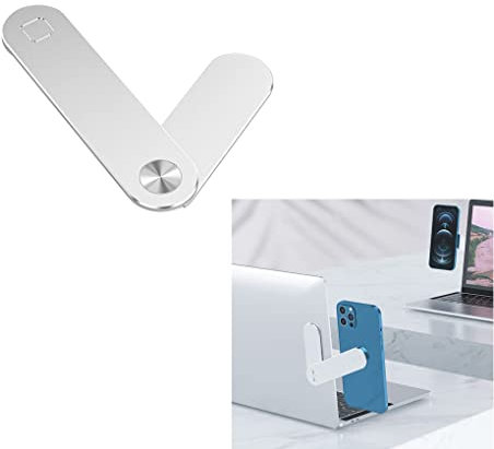 DOSYEN Magnetic Phone Holder for Laptop, Adjustable Laptop Mobile Phone Stand, Computer Monitor Expansion Bracket Compatible with All Cell Phones (SILVER)
