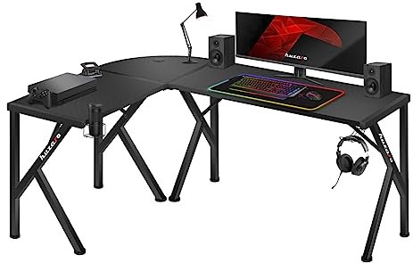 huzaro Hero 6.3 | L-Form Eckschreibtisch Schreibtisch Gaming Computertisch | Homeoffice Arbeitszimmer Büro | Rechts Links Montage | Hochwertige Carbon Tischplatte | 154 x 117 | Schwarz