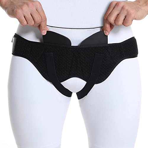 Leistenbruchgürtel für Männer. Hernie Gürtel Männer - Leistenbruch Stütz mit 2 abnehmbaren Kompressions Polster (beidseitig). Bruchband leistenbruch einstellbarer (Schmerzlinderung Bandage) (L)