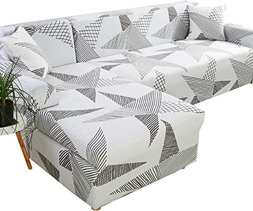 Sofa Überzug l Form XXL Ecksofa Sofabezug Stretch Sofahusse Groß Bunt Muster Couchbezug Elastische mit Ottomane Links/Rechts Für 2 Kostenloser Kissenbezug