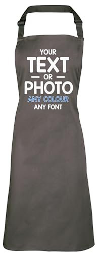 Shopagift Personalised Apron Any Text Photo Image Printed Here - Custom Create Your Own Painting Decorating DIY Cooking Chef Apron Kitchen Birthday Gifts with Custom Message