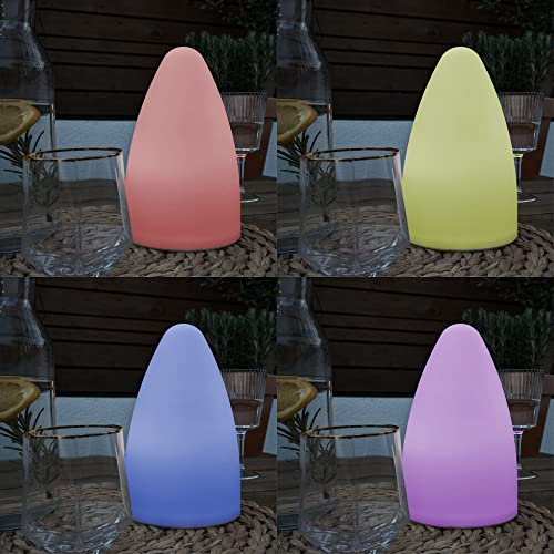 MiniSun | Contemporary Outdoor Table Lamp with an Integrated Rechargeable RGB Colour Changing LED | Home Décor, Bedside & Desk Lamp
