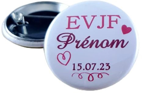 Badge EVJF Personnalisé avec le prénom de la Mariée - Cadeau Enterrement de Vie de Jeune Fille pour une journée entre copine avec témoins Mariage (organisation journée et cocktail EVJF) Mod,7