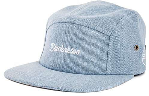 Blackskies® EOS 5-Panel Cap | Camp Damen Herren Baseball Mütze Kappe Surfer Skater Snapback Strapback Jeans Denim Hellblau