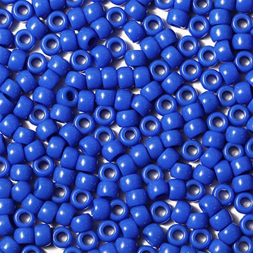 VOOMOLOVE 1000PCS Blue Pony Beads - Bracelet & Hair Braids Beads for Crafts - Plastic 6x9mm