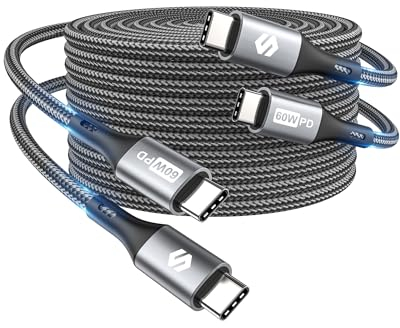 Silkland USB C auf USB C Kabel 3M 2Stück 3A 20V 60W, PD 3.0 & QC 4.0+, Type C Ladekabel für iPhone 17 Pro/Air, 16 15/Pro Max/Plus, Samsung S24 Ultra/S23/S22/S21, iPad Pro/Mini, MacBook Air/Pro, Pixel
