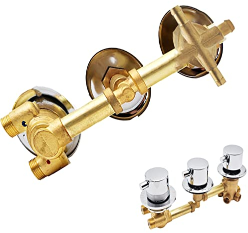 2/3/4/5 Voies Mitigeur Thermostatique Robinets De Douche,Laiton Mitigeur Cabine De Douche Aves Cartouche Céramique,Trois Support Commande,G1/2,Argent Intubation 3-way