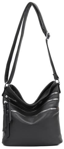 Damen Tasche Shopper Schultertasche Umhängetasche Crossover Crossbody Henkeltasche Beuteltasche Handtasche City Bag Reise Kunst-Leder Dunkelgrau