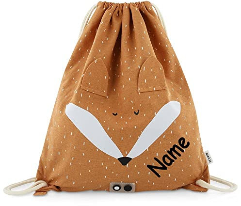 Elefantasie Turnbeutel mit Name personalisiert von Trixie Sportbeutel Schwimmtasche für Kinder mit Tiermotiv und Wunschnamen bedruckt Fuchs