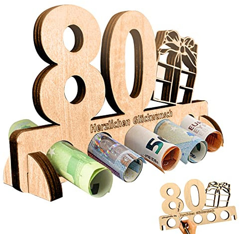 Geldgeschenke Geburtstag, 80. Geburtstag Geldgeschenk Holz Geldgeschenk zum Geburtstag Holz Geschenke Freunde/Familie, Kreatives Geldgeschenke zum Jubiläum