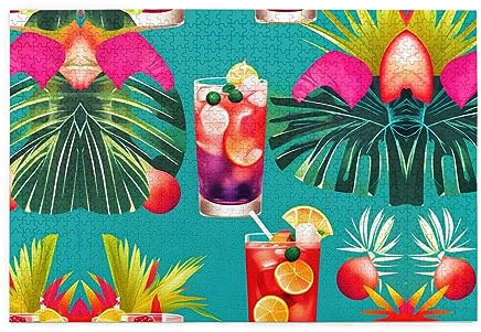 Personalisiertes Holzpuzzle – Erstellen Sie ein individuelles Bilderpuzzle für Familienspaß und Wohnkultur, tropische Cocktails