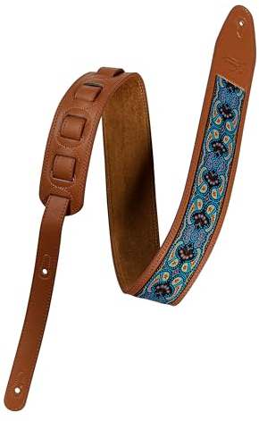 Gitarrengurt Kunstleder Braun, 1400mm Länge, 64mm Breite, Verstellbarer Gurt mit Custom-Design, Geeignet für E-Gitarren, Akustikgitarren, Bassgitarren - Fame Woven Strap