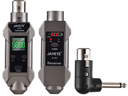 JINGFENG C-01 UHF Professional Wired to Wireless Microphone Converter Micphone Transmitter & Receiver 571~598MHz Receiving Transmission Compatible with/Condenser Microphone with 48V Phantom