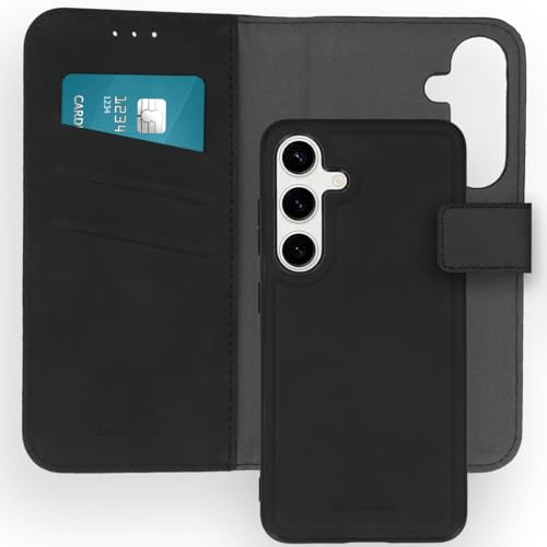 iMoshion kompatibel mit Samsung Galaxy S24 Hülle – 2-in-1 Luxus Klapphülle – Handyhülle mit herausnehmbarem Back Cover in Schwarz [Platz für 3 Karten, Magnetverschluss]