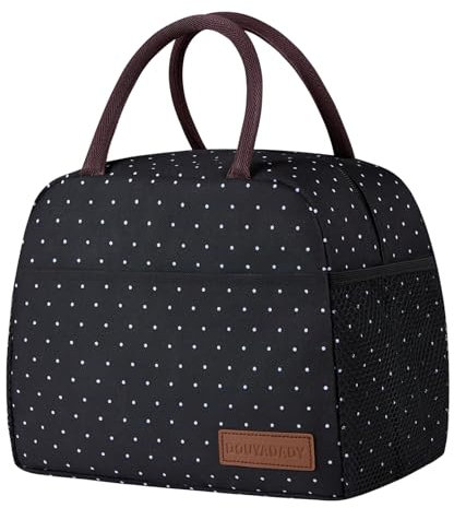 Lunchtasche Damen/Herren Lunchbox Brotdose Damen/Herren (schwarz gepunktet)