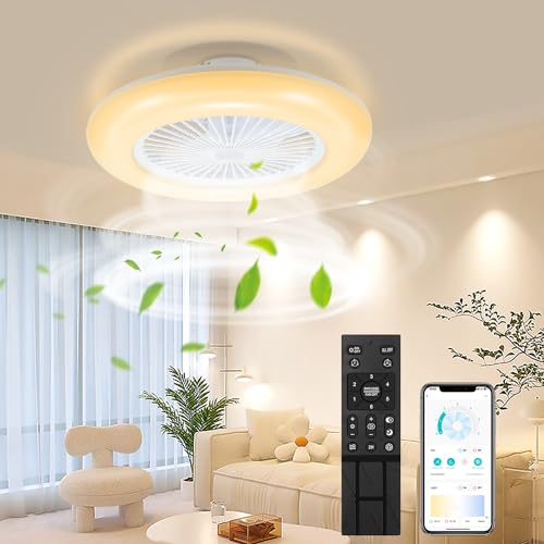 Yakimz 80W Deckenventilator mit Beleuchtung 2x, Dimmbar Deckenlampe mit Fernbedienung und Ventilator, APP, 6 stufige Windgeschwindigkeit, 3 Farbtemperatur Timer, Vor- und Rücklauf für Wohnzimmer
