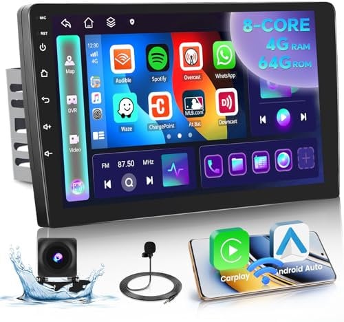 Inefala 8-Core 4GB+64GB 9 Pulgadas Pantalla Android 13 Radio Coche 2 DIN con Wireless Carplay Android Auto Reproductor Multimedia Radio con GPS DSP WiFi Am/FM/RDS Radio USB Cámara Trasera