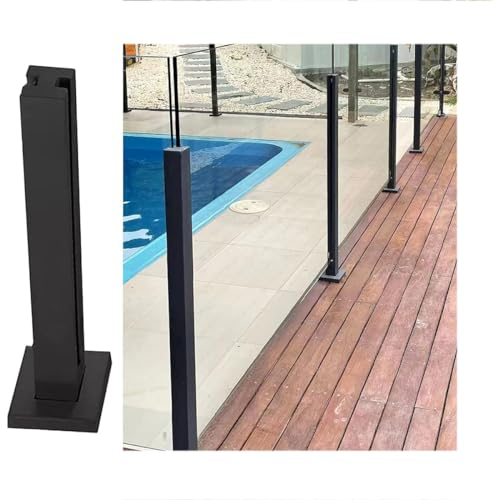 Purzen Glasgeländerpfosten 304 Edelstahl Glasbalustrade Geländer,Deck Balcony Glass Balustrade Post Square,Mid,105cm