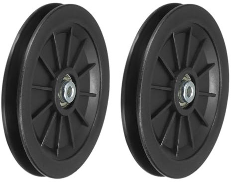 PATIKIL Universal Bearing Pulley Wheel 160mm/6.3, 2 Pack Nylon Bearing Pulley Wheel Lifting Bearing Wheel Replace for Gym Equipment Part Cable Machine