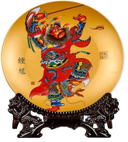 SHEDIE Piatto da Appendere in Ceramica Decorativa, Cera Decorativa da 10,2 Pollici Decorazione in Ceramica Cinese di Jingdezhen Piatto da Appendere Ornamenti Artigianali for la casa