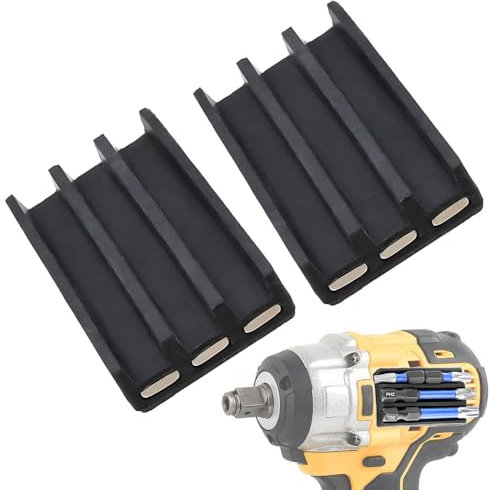 Saipor 2pcs Magnetic Drill Bit Holder for Impact Drivers and Drills, High Strength Adhesive Attach, Drill Bit Sleeve Organizer on Side of Power Drill, Compatible with Milwaukee, Dewalt and More