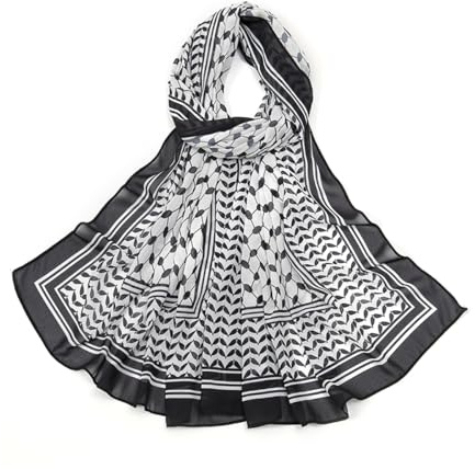 LumiSyne Chiffon Hijab Schal Damen Klassisch Ethnische Stil Muster Palästinenser Tuch Shemagh Keffiyeh Arabischer Wüsten Schals Naher Osten Kopftuch Turban Leicht Atmungsaktiv Sonnenschutz Stola Wrap