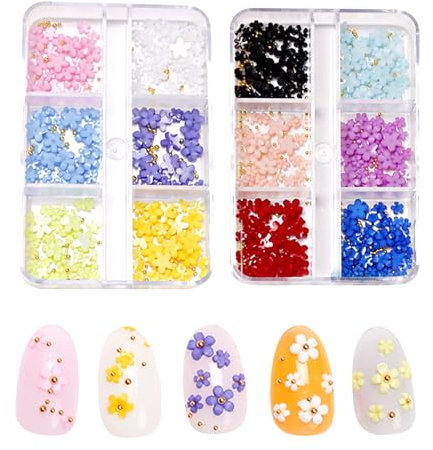 GZSYY Nail Charms 3d Blumen Nägel Strasssteine Nägel 2 Boxen Steinchen für Nägel nNail Art Perlen Nägel für Nagel Deko