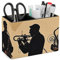 Silhouette eines Jazzquartett-Stiftehalters für den Schreibtisch, 2 Fächer, Stifthalter für Damen und Herren, PU-Leder, Stiftebecher, Schreibtisch, Stifte-Organizer, Make-up-Pinselhalter für