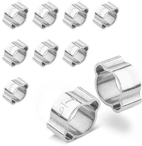 Poppstar 10 Pièces Collier de Serrage Double Oreille, Plage de Serrage Ø 7-9mm, O Clips pour Tuyau en Acier Inoxydable
