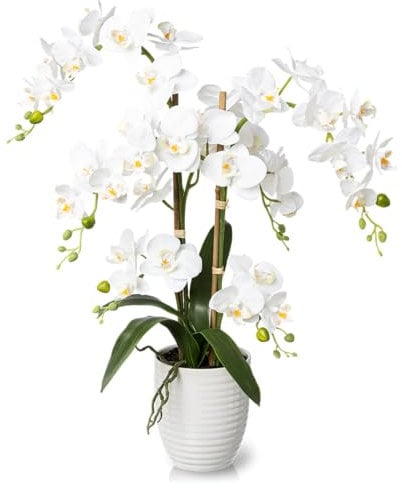 PASCH® XXL Kunstblume Orchidee groß (70cm) in edlem Keramiktopf | Orchideen künstlich | Kunstblumen wie echt